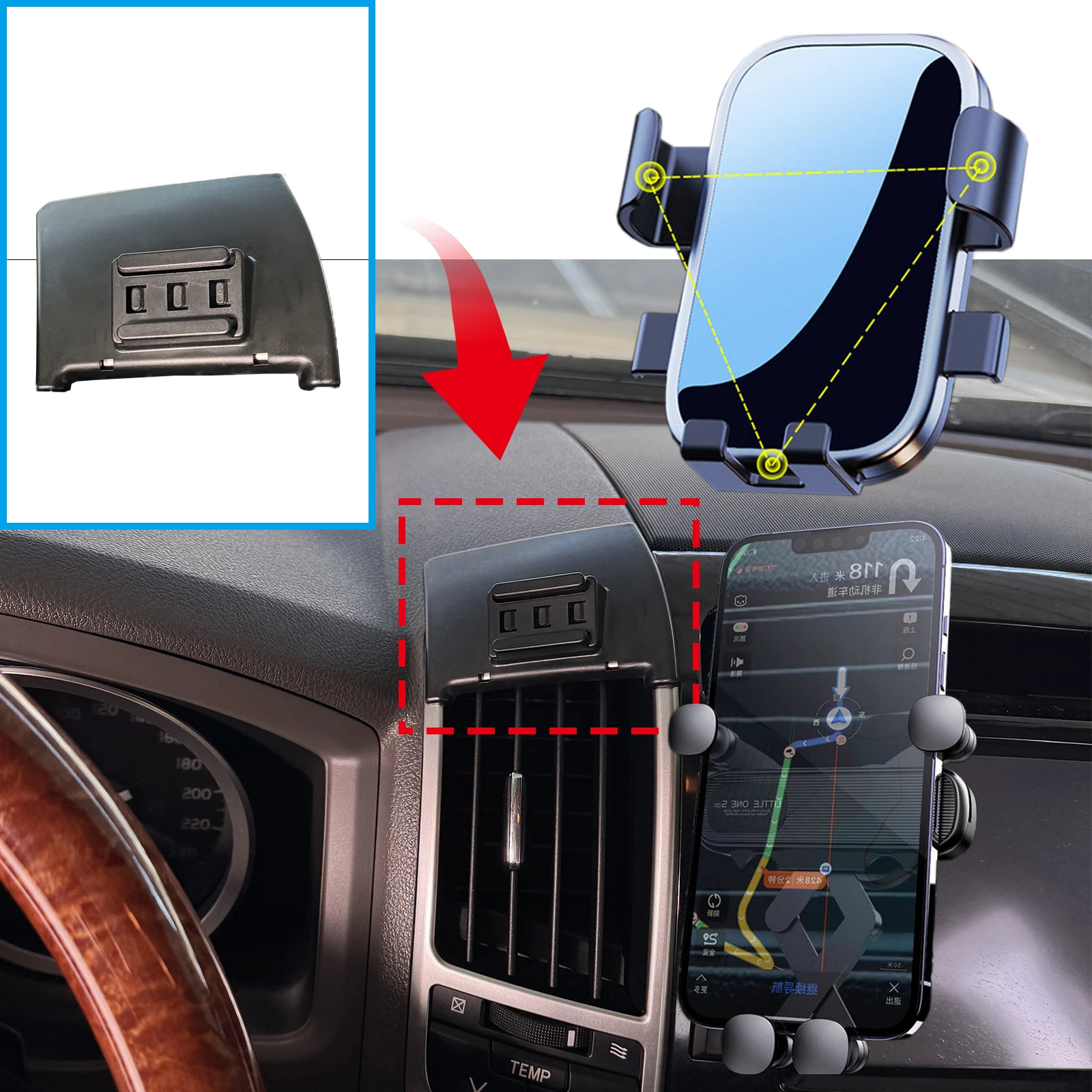 Car Mobile Phone Holder For Toyota Land Cruiser 2007-2015 GPS Bracket Navigation Stand Auto Accessories
