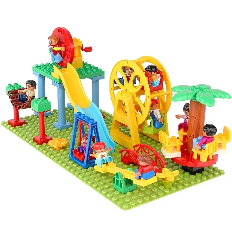 Big Building Blocks Slide Stair Swing Seesaw Ferris Wheel Series Compatible Duploe Large Brick Children Educational Toy Kid Gift 3