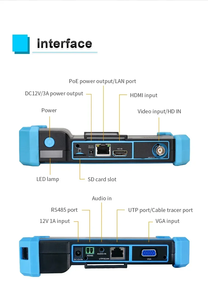 IPC-5200/5100 Plus 8MP 4K AHD CVI TVI CVBS IP Camera Test 5.4" IPS Touch Screen