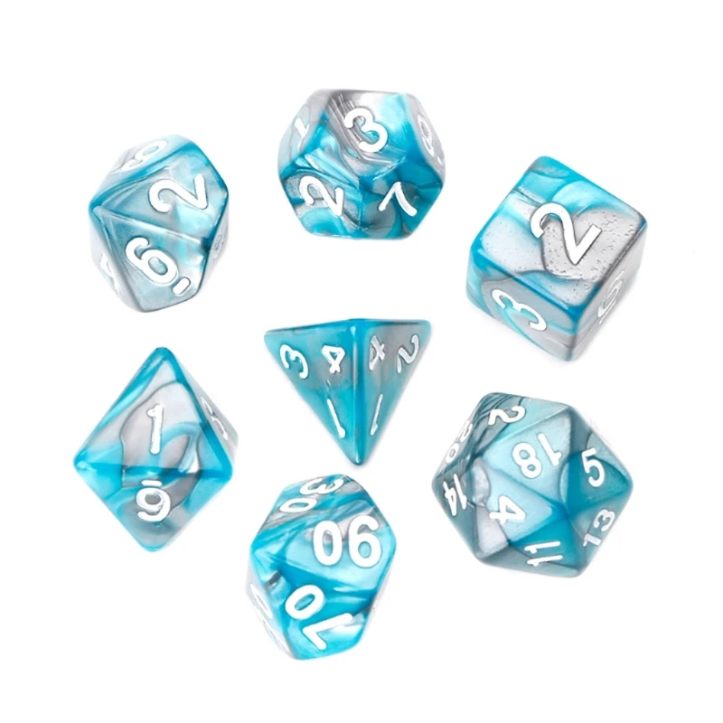

11UE 7 шт./компл. акриловые многогранные кости для настольной игры TRPG D4-D20