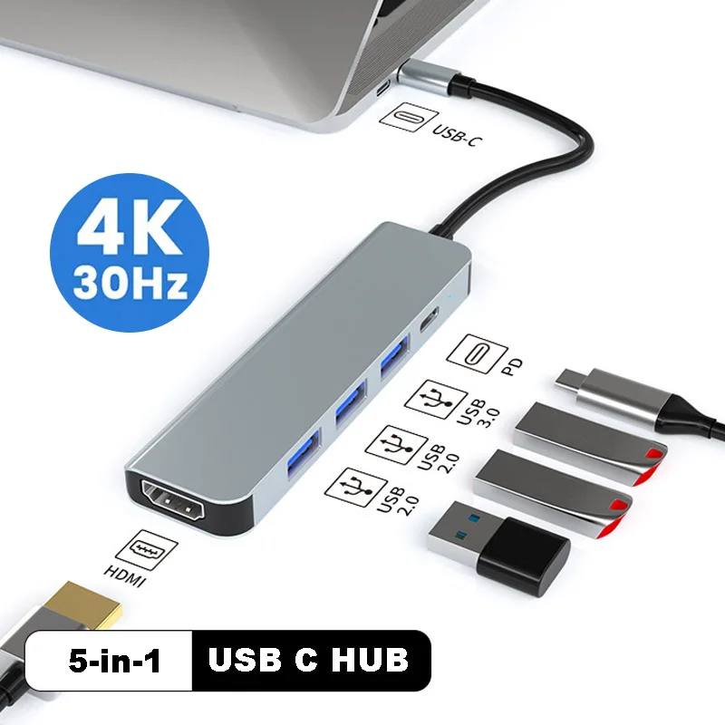 

Док-станция USB C разветвитель, 4K, 30 Гц, USB 3,0
