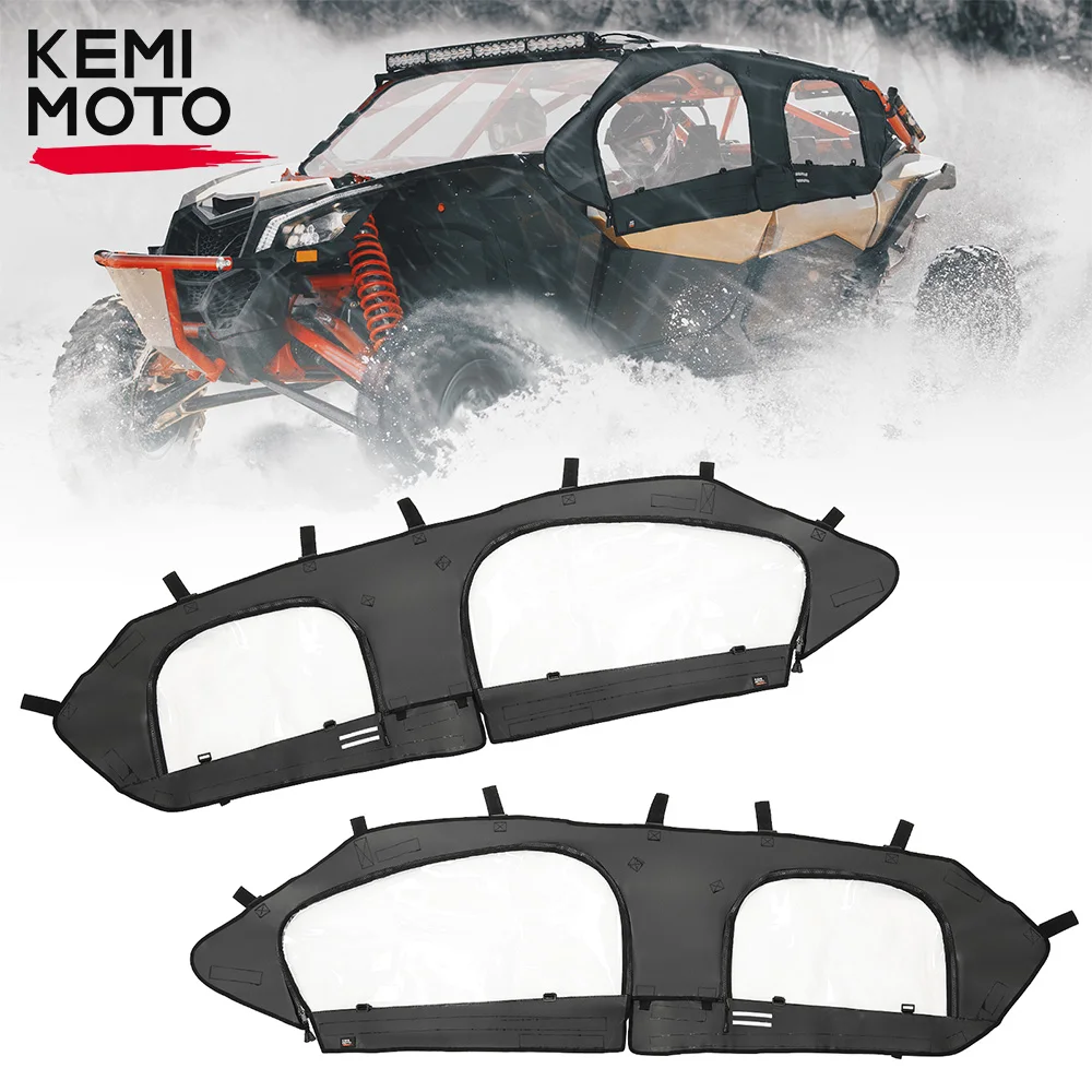 KEMIMOTO UTV Soft Upper Door Set Kit Compatible with Can-Am Maverick X3 MAX -4 Seats 64”/72” Models 2017+ work with Windshields