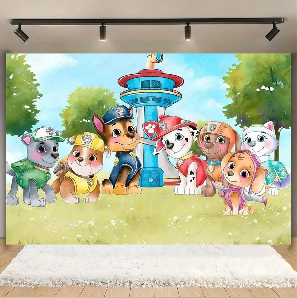 PAW 순찰대 테마 배경 어린이 소년 소녀 생일 파티 귀여운 장식 베이비 샤워 포스터 배너 사진 배경 소품
