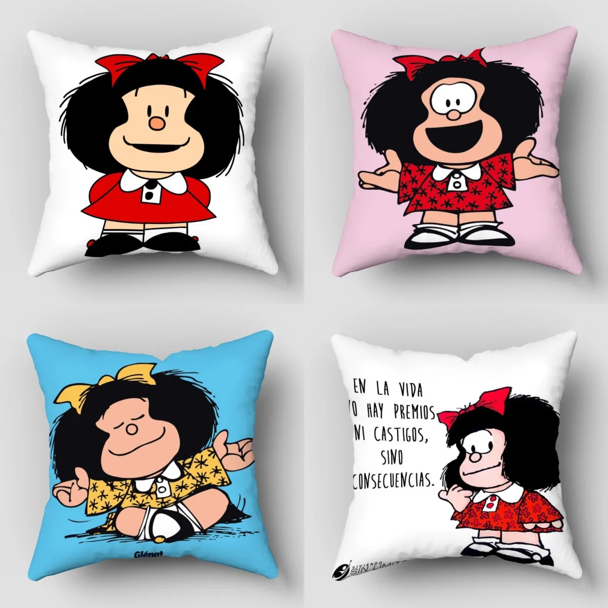 

Cartoon Mafalda Pillow Cover Bedroom Home Office Decorative Pillowcase Square Zipper Pillow Cases Fabric Eco-Friendly 10.16WJY