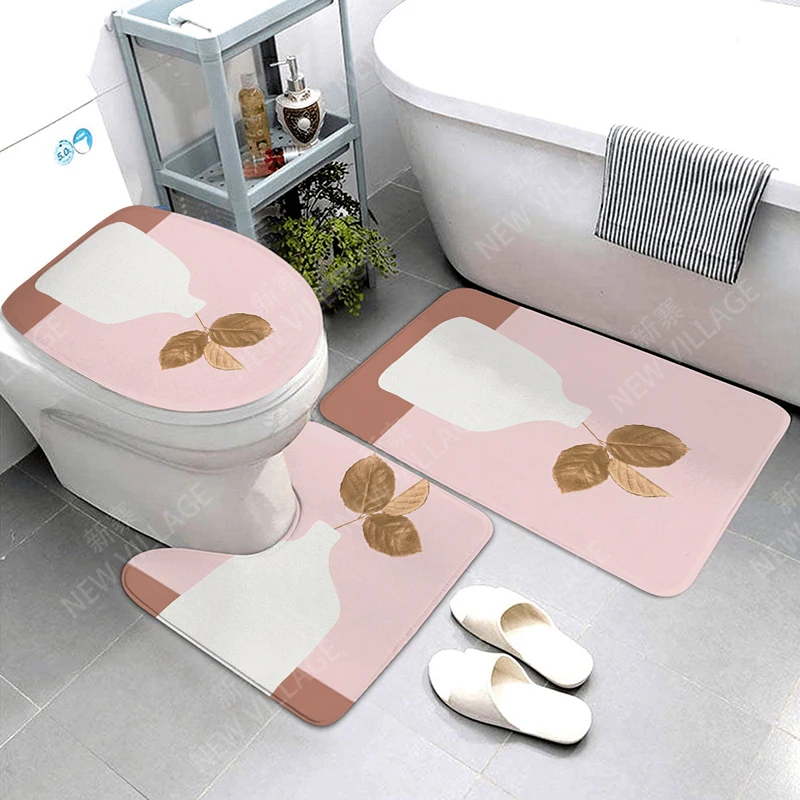 Anti-slip Bath Mat plant Bathroom Rug Shower Mat Decorative Absorbent Foot Entrance Bathtub toilet rug boho Nordic leaf
