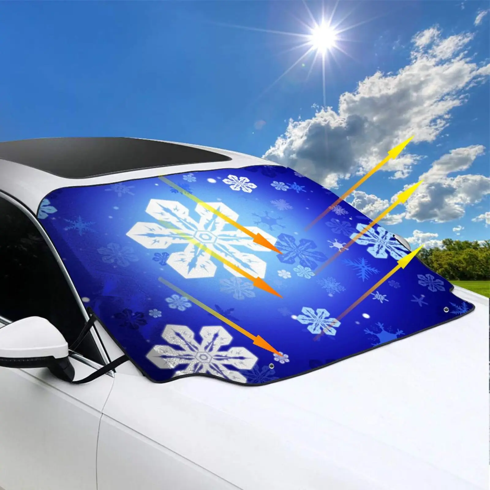 3dPrintWinterSnowflakeCarWindshieldSunshadeUniversalFitCar