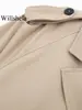 Willshela Women Fashion With Belt Cropped Trench Jacket Vintage Notched Neck Long Sleeve Female Chic Lady Coat Outfits 6