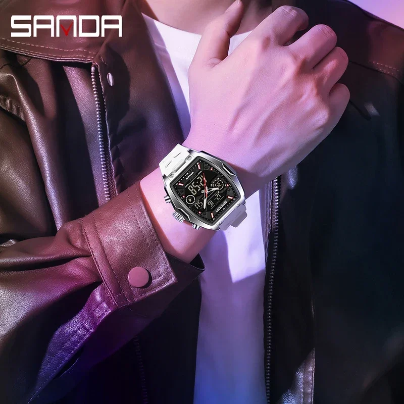 SANDA Men's Sports LED Analog Digital Chronograph Watch