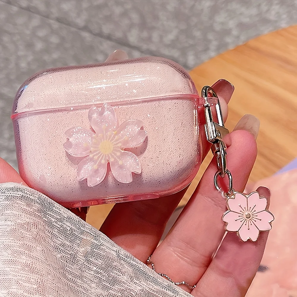 Chic Blossom & Stylish Floral Protective AirPods Case with Carry Strap for Pro/2/3 Gen: Elegant Security & Personalization