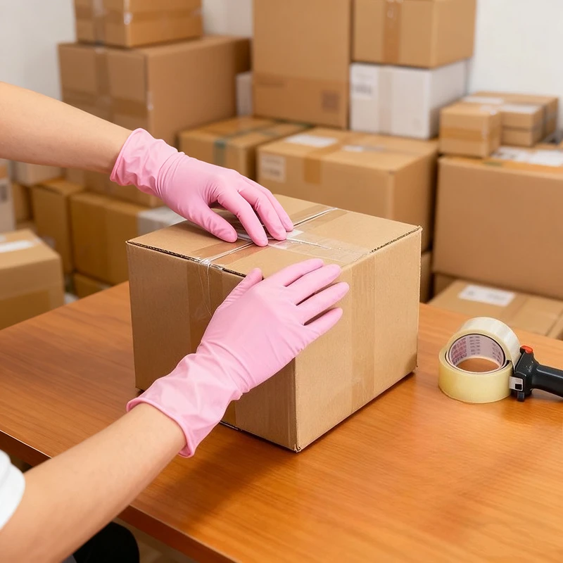 Disposable nitrile gloves 20/50/100PCS light pink for pet bath kitchen cleaning hygiene embroidery beauty hairdressing
