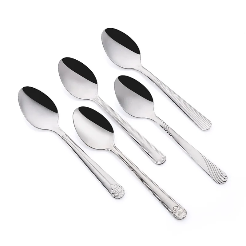 Home Dining Stainless Steel Spoon Student Canteen Meal Spoon Creative Pattern Stainless Steel