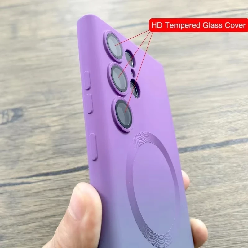 Gradient Color Silicone Phone Case with Wireless Charging and Glass Lens Camera Cover
