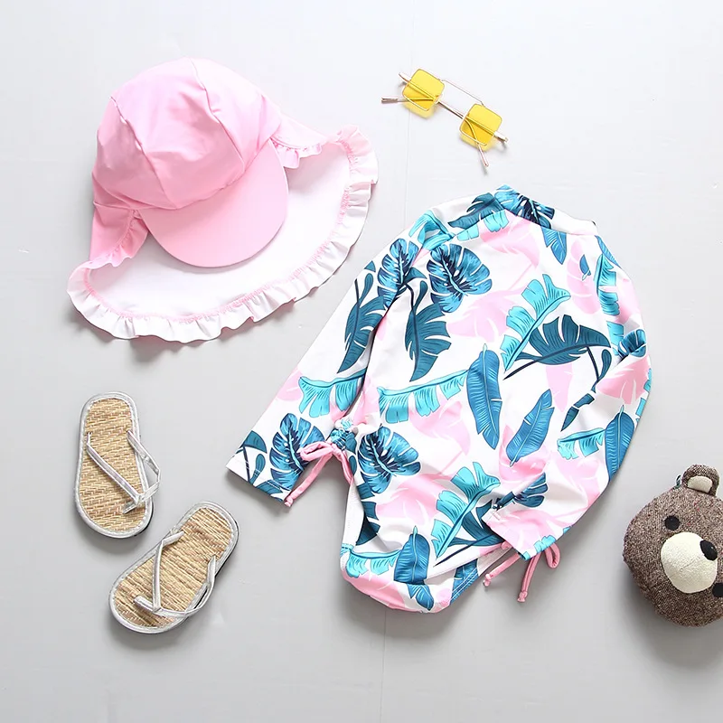 Swimsuit Girl UPF50 Sun UV Protection Girls Swimwear Floral Print Children's Bathing Suit Toddler Baby Beach Pool Swimming Wear