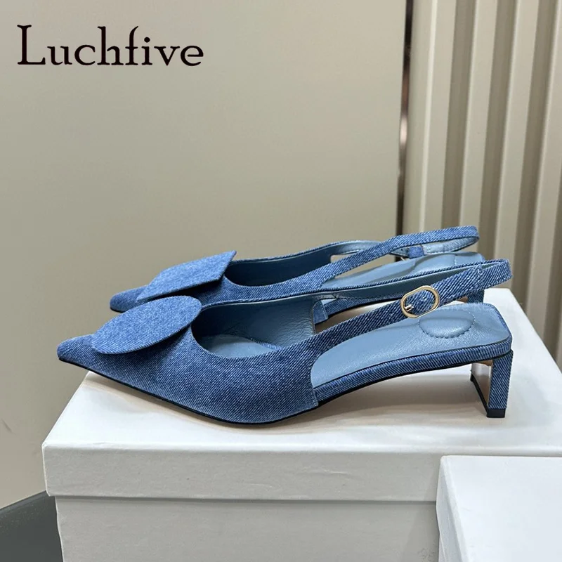 

2024 Summer New Strange Heels Women's Sandals Pointed Toe Square Round Buckle Strap Pumps Sexy Party Shoes Runway Ladies Sandals