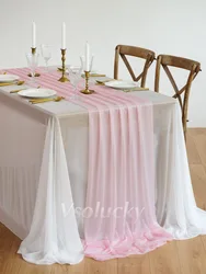 Elegant Dark Green Sheer Table Runner for Special Occasions and Home Decor (Pink)