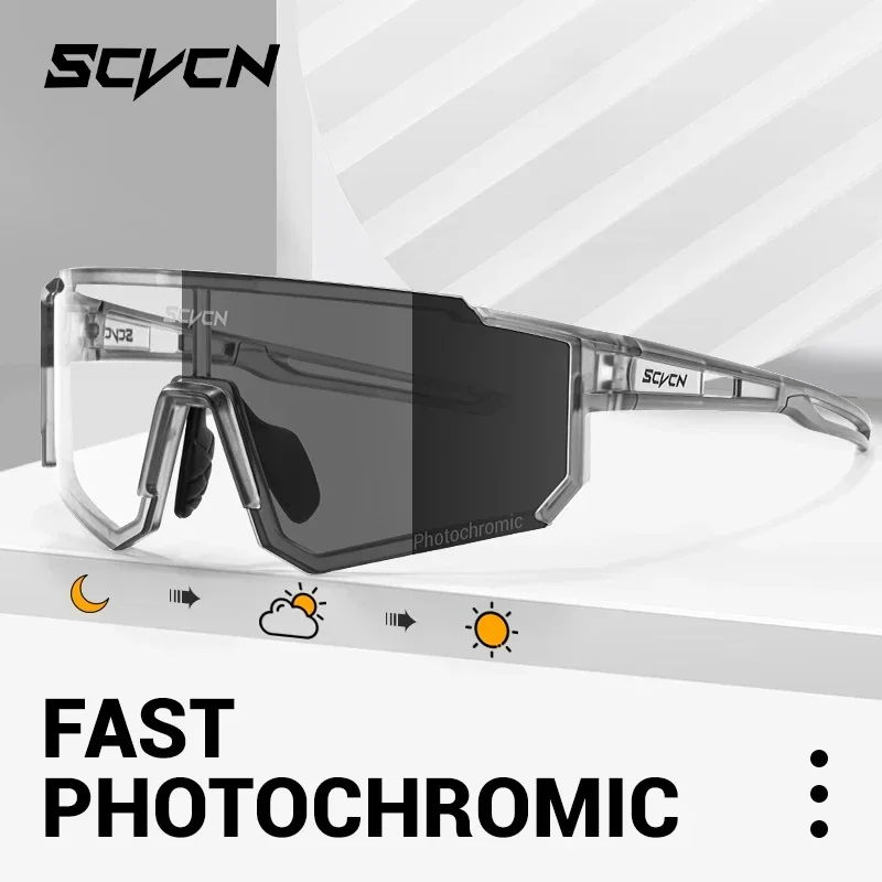 SCVCN Photochromic Hiking Eyewear Cycling Glasses Sports Sunglasses for Women Outdoor Road  MTB Bike Glasses UV400 Men Windproof