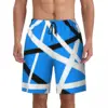 Van Halen Print Board Shorts Summer Blue And White Hawaii Beach Short Pants Male Running Comfortable Custom DIY Beach Trunks 1