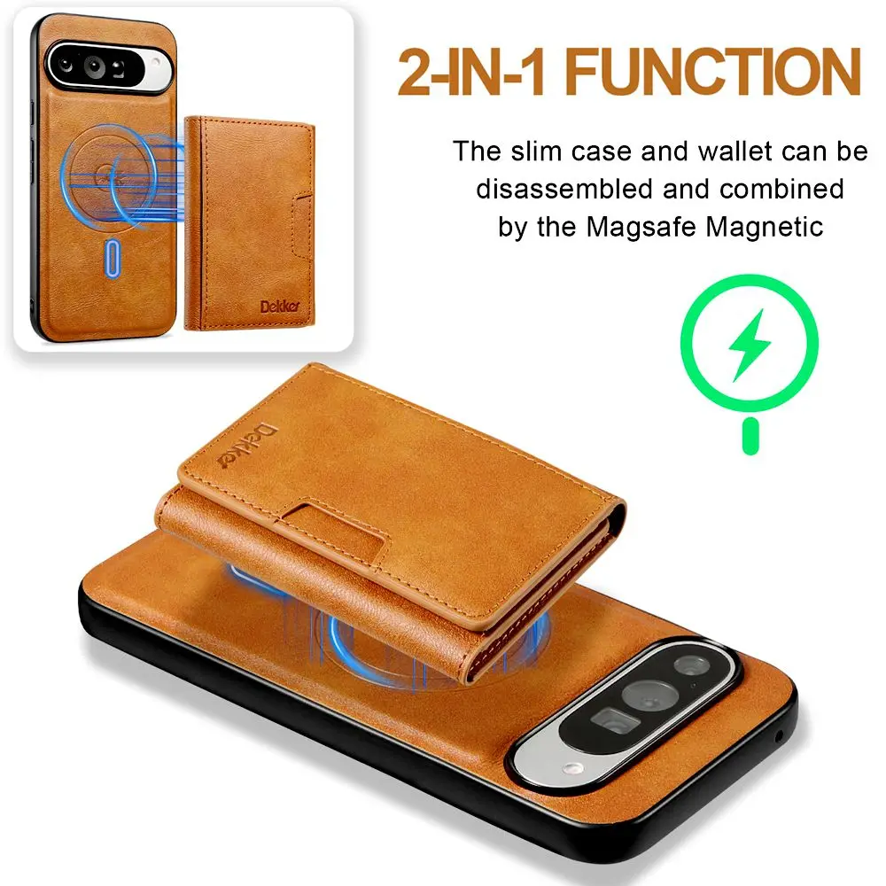 Magnetic Leather Wallet Case with Wireless Charging Compatibility