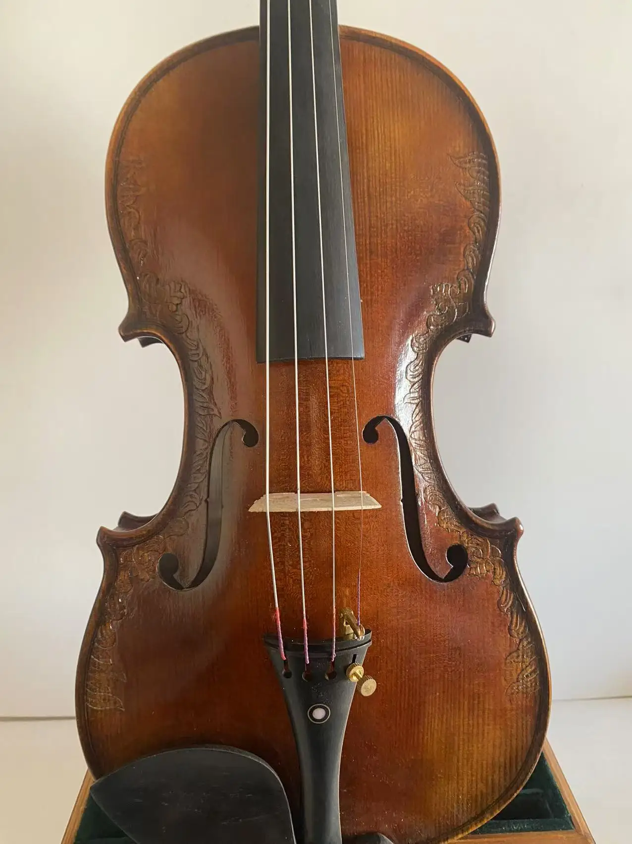 Antonio Stradivari 1715 copy violin hand carved flamed maple