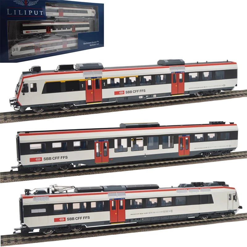 HO Model Train 1/87 L133940 SBB-CFF Type 5 Light Rail Three-section Train Model Toy Gift with Indoor Light