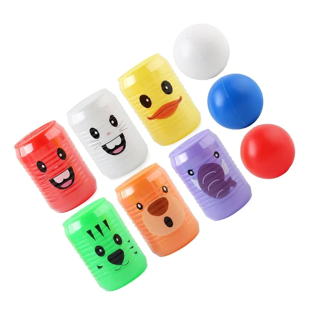 Can Shape Bowling Toy for Kids Indoor Cans Digital Educational Cartoon Animal Pattern Early Educational Interactive Toy
