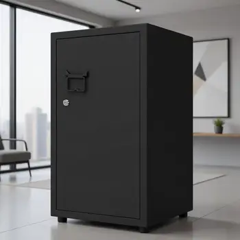 50 Inch Black Metal Locker Cabinet with 2 Shelves for Employee Storage, Suitable for Home, Office, and More 1
