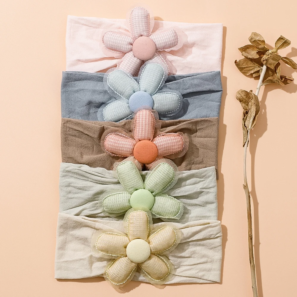 

New Girls Headband Soft Colorful Flower Nylon Elastic HairBands for Children Newborn Baby Hair Accessories for Kids Gifts