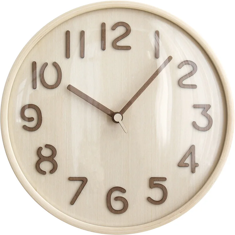 

Japanese Style Wall Clock Solid Wood Silent 12 Inche Round Original Wood Clocks Restaurant Study Living Room Wall Decor Clock