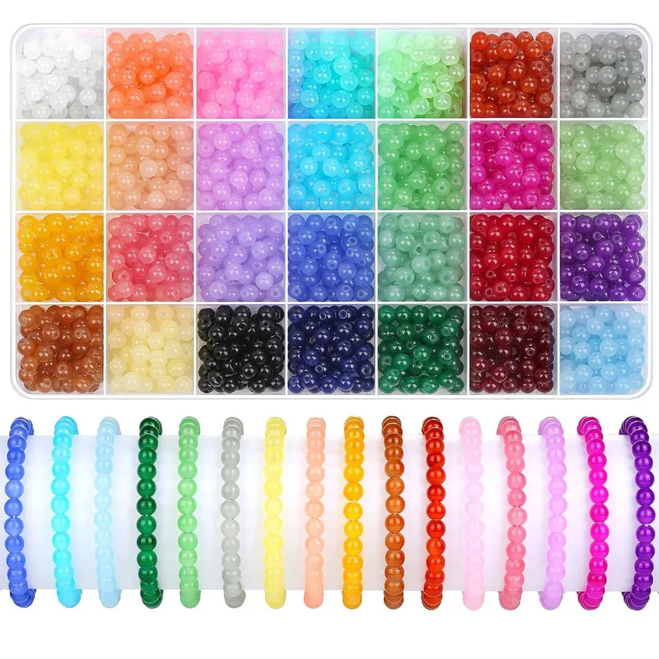 Scatola di perle di semi di vetro ceco con strumenti alfabeto lettera perline Set per creazione di gioielli bracciale anelli orecchini K di accessori fai da te  36