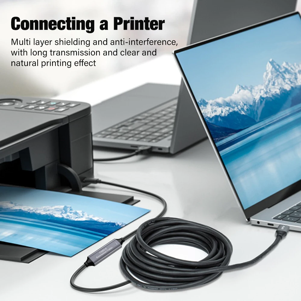 High-Speed USB 3.0 Active Extension Cable with Signal Booster, Male to Female Adapter