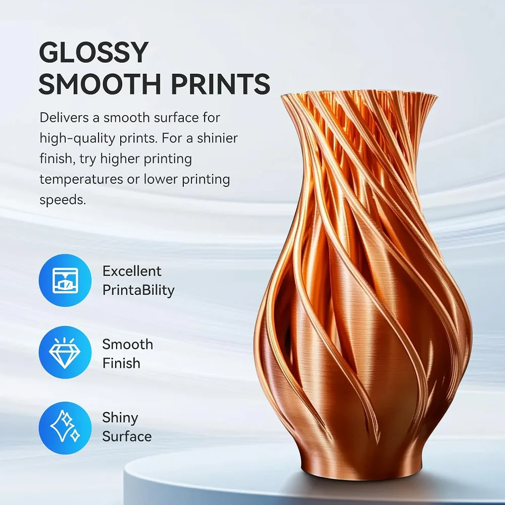 3D 프린터 필라멘트 실크 PLA 1.75mm 1kg 500g 250g 샤이니 필라멘트 PLA 스무스 3D 프린팅 재료 PLA 골드 실버 레드 블루