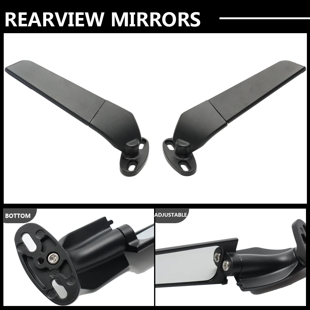 

Modified Motorcycle 2PCS Rearview Mirrors Wind Wing Adjustable Rotating Side Mirrors For DUCATI PANIGALE V2 V4 V4S 899 959 1199