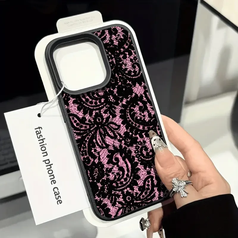 Elegant Black Lace Pattern Protective Soft Phone Case Cover