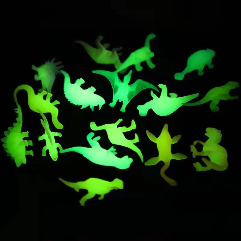 12PCS Luminous Glow In The Dark Dinosaur Toy Set Party Favors For Kids Goodie Bags Birthday Carnival Prizes Funny Gifts
