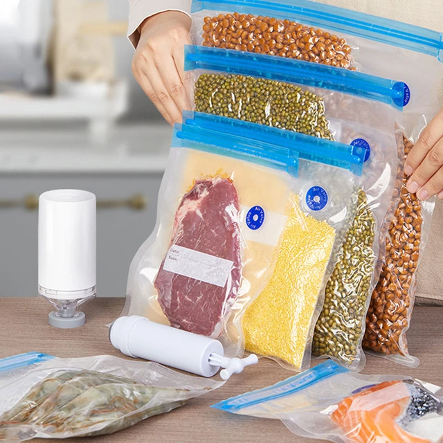 Reusable Vacuum Sealer Bags Household Plastic Clear Food Storage Seal Bag  Fresh Food Zip Freezer Sealing