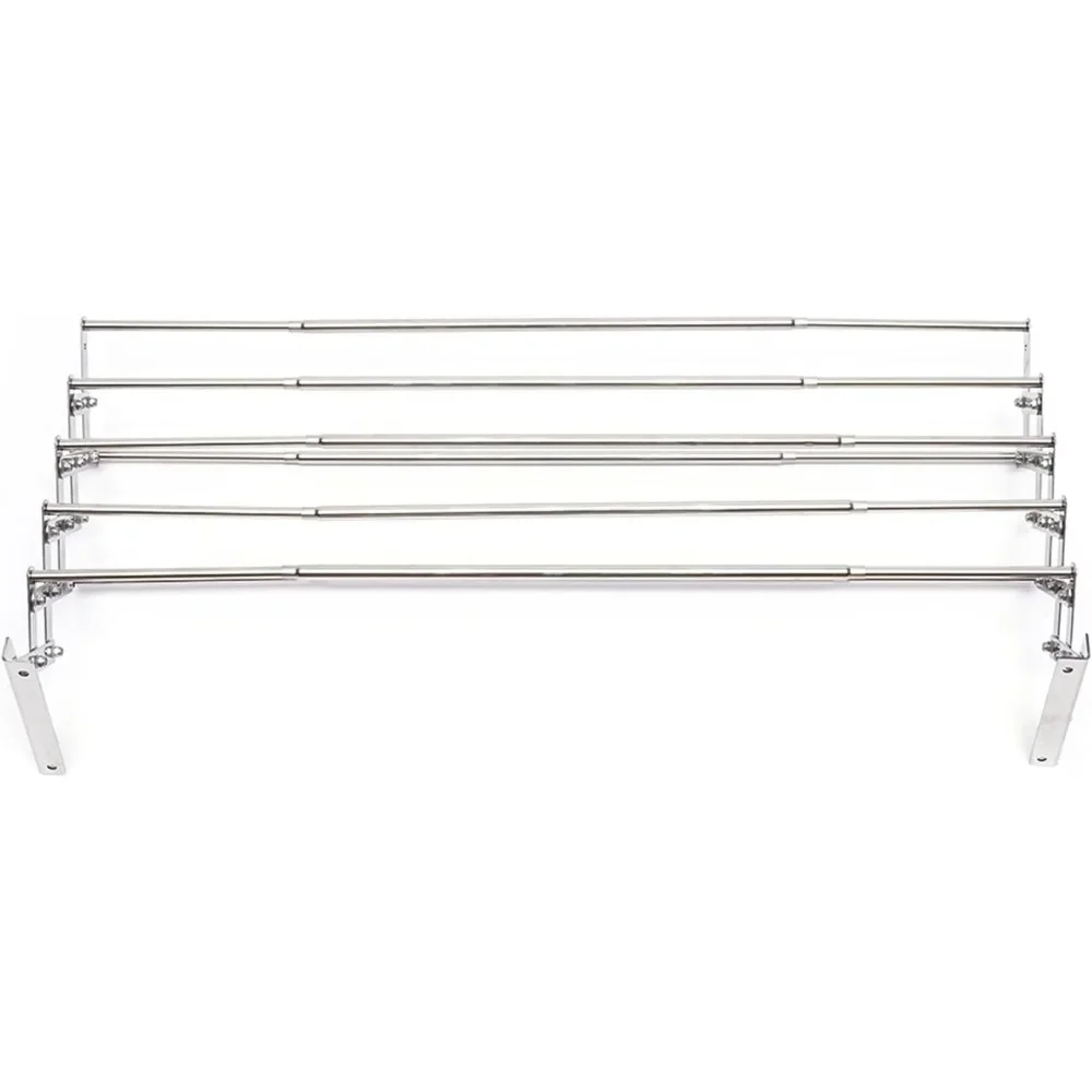 Drying Rack Wall Mounted Stainless Steel Wall Dryer Foldable Drying Rack with 5-Rods Metal Towel for Bathroom