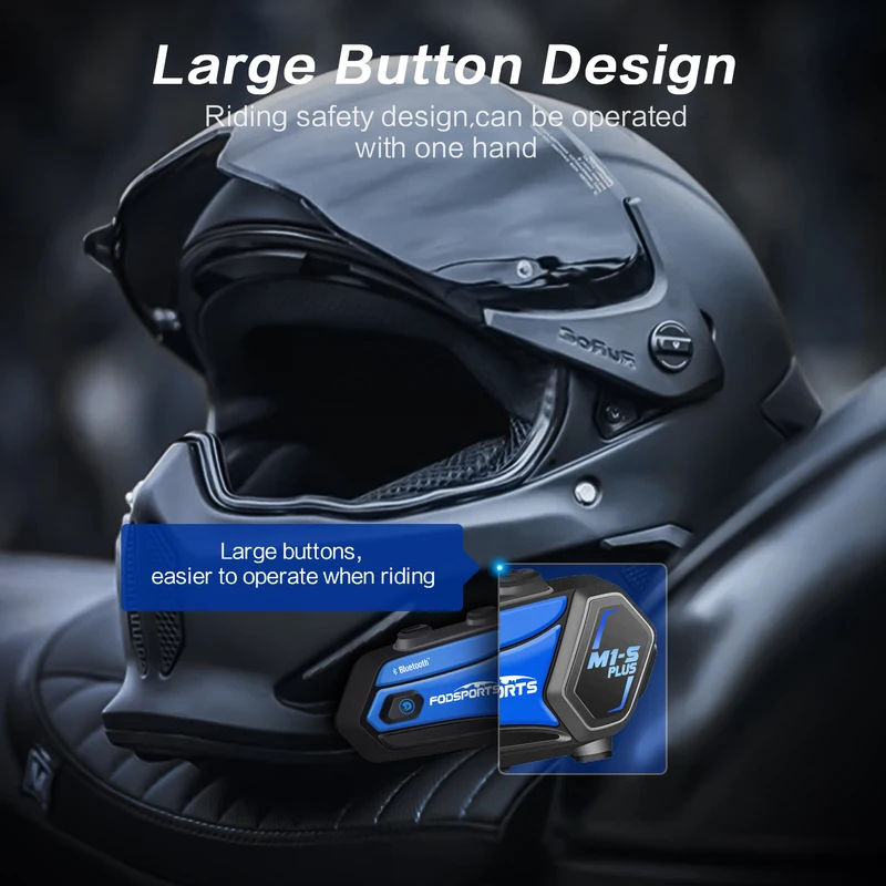Fodsports M1-S Plus Music Share Motorcycle Helmet Intercom for 10 Riders Wireless Bluetooth Intercomunicador Speakers Intercoms