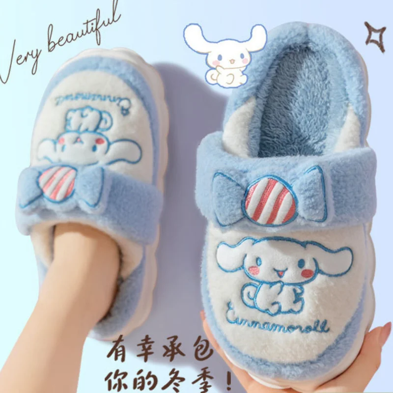 

Kawaii Sanrio Pompompurin Two Pairs of Cotton Slippers Hello Kitty Winter Cartoon Antiskid Indoor Cute Comfort Warm Anime Girls