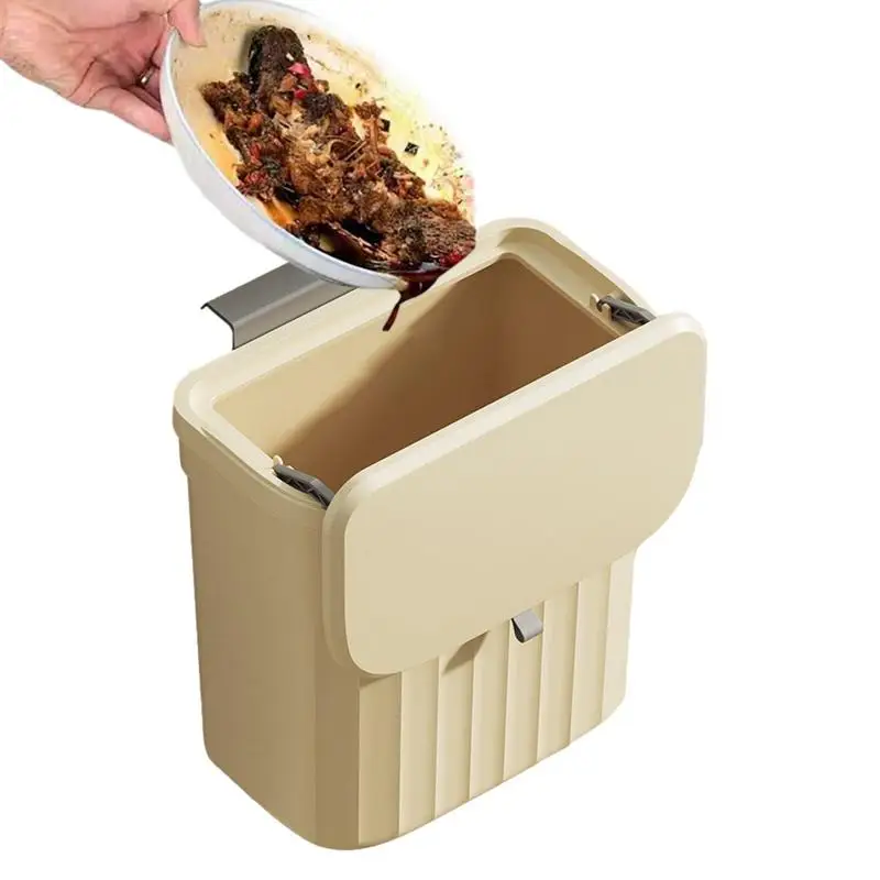 

Kitchen Trash Can Wall Mounted Hanging Trash Bin with Lid Garbage Can for Cabinet Under Sink Waste Garbage Compost Bin