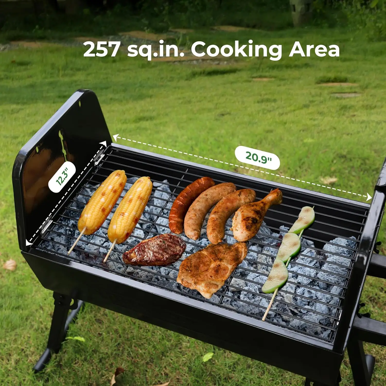 2 in 1 Barbecue Grill with Rotisserie Grill Kit, Portable Folding Outdoor Charcoal Grill, Stainless Steel Spit Roaster 5