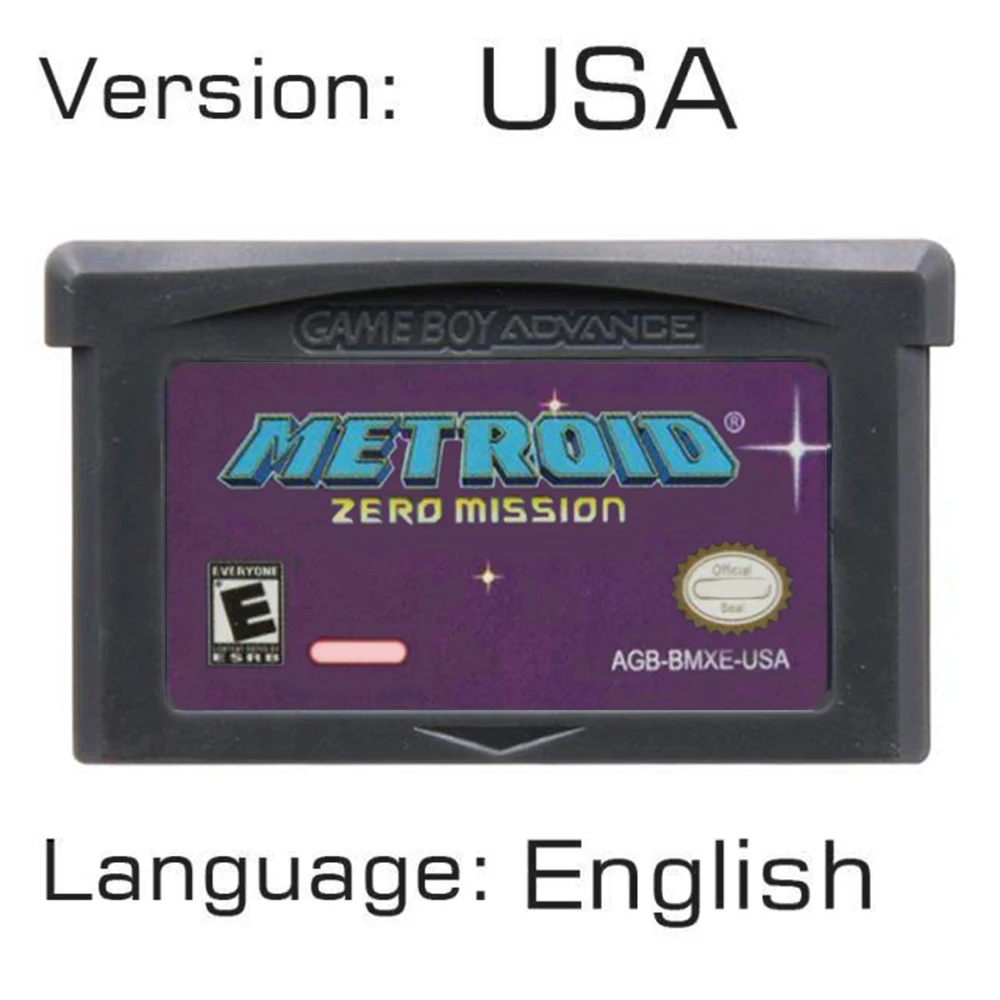 Metroid 시리즈 GBA 게임 32비트 비디오 게임 카트리지 콘솔 카드 GBA NDS USA EUR 버전용 Fusion Zero Mission