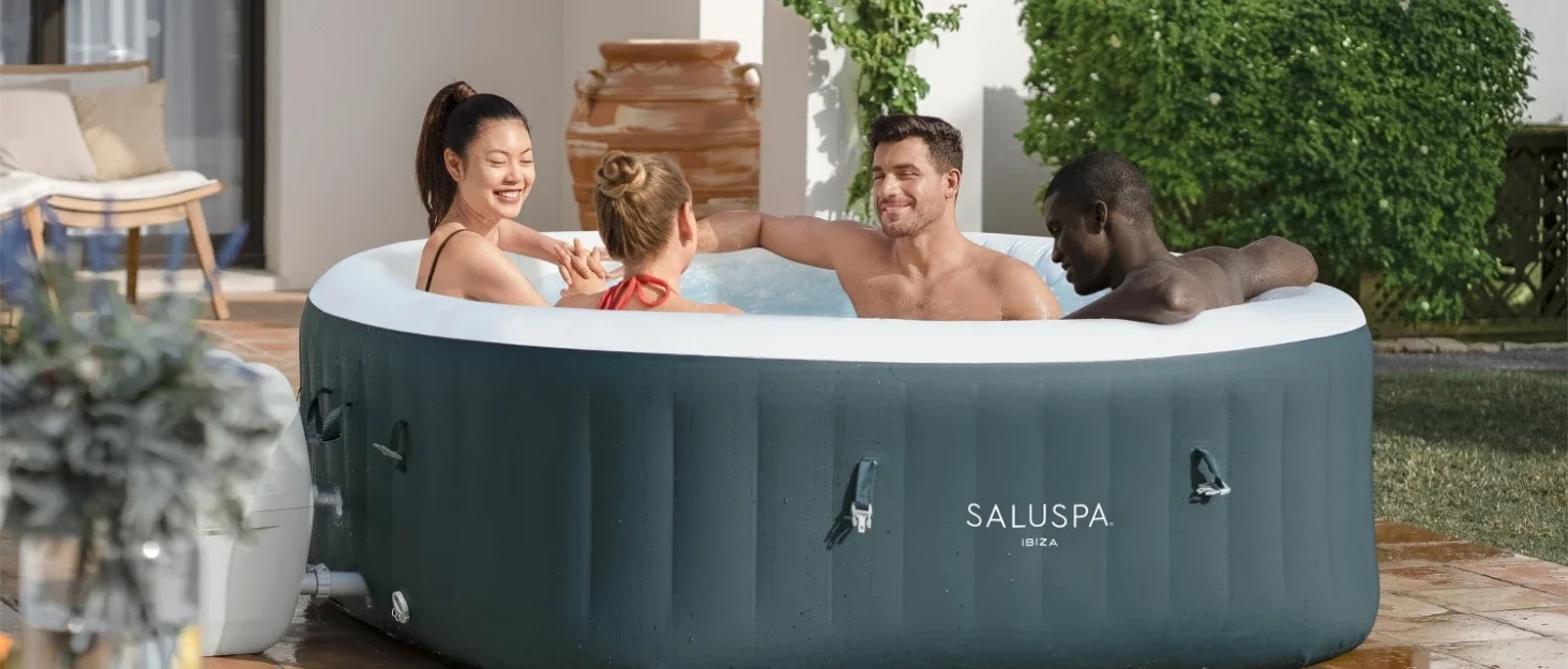 Description Picture 6 of itemColeman SaluSpa AirJet 2 to 4 Person Round Inflatable Hot Tub Portable Outdoor Spa with 60 Soothing AirJets and Insulated Cover,