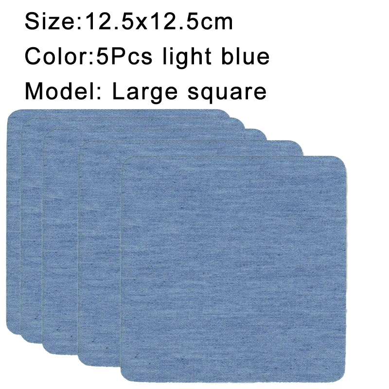 Denim Iron-On Patch Set: Self-Adhesive Blue Cotton Repair Patches