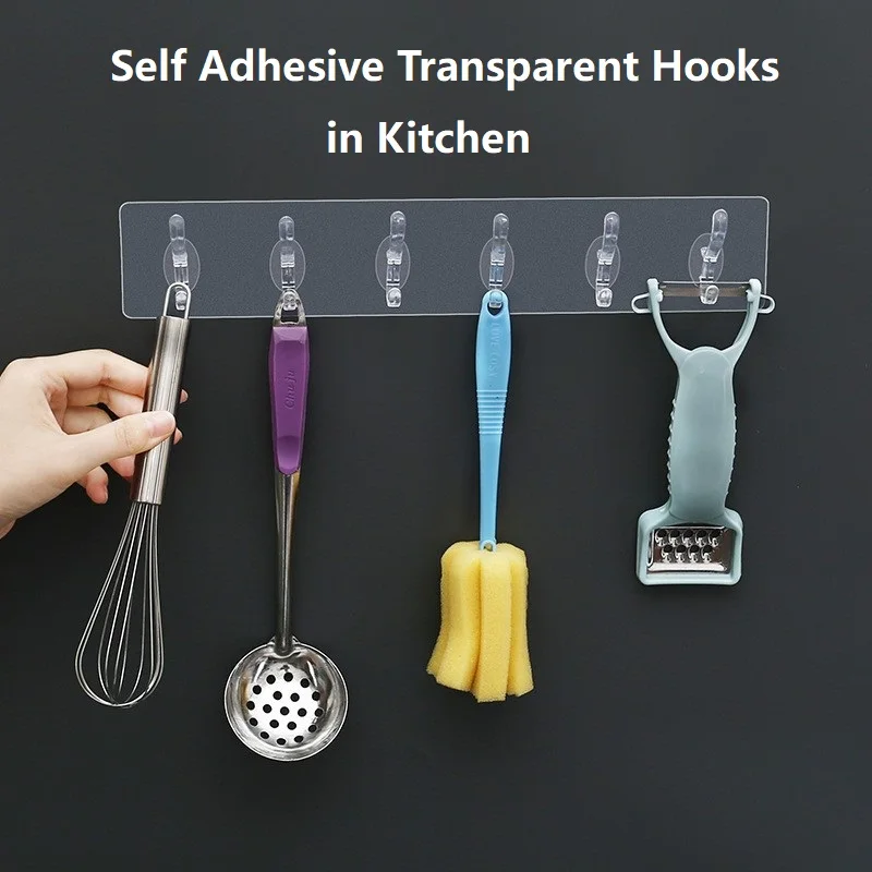 Traceless Adhesive Hooks Transparent Self Adhesive Hooks Sticky Hanging Clothes Towels Kitchen self adhesive wall hooks adhesive hooks self adhesive hooks adhesive wall hooks kitchen hooks