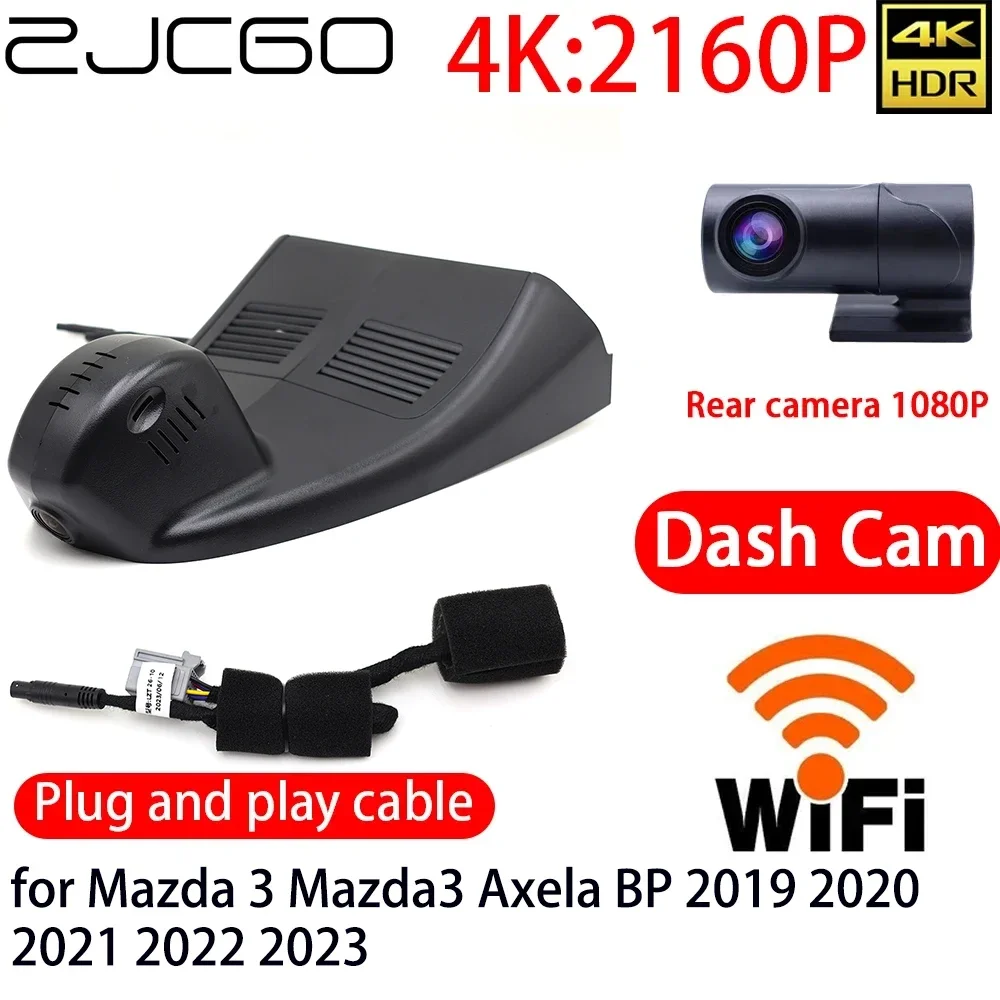 

ZJCGO 4K DVR Dash Cam Wifi Front Rear Camera 24h Monitor for Mazda 3 Mazda3 Axela BP 2019 2020 2021 2022 2023
