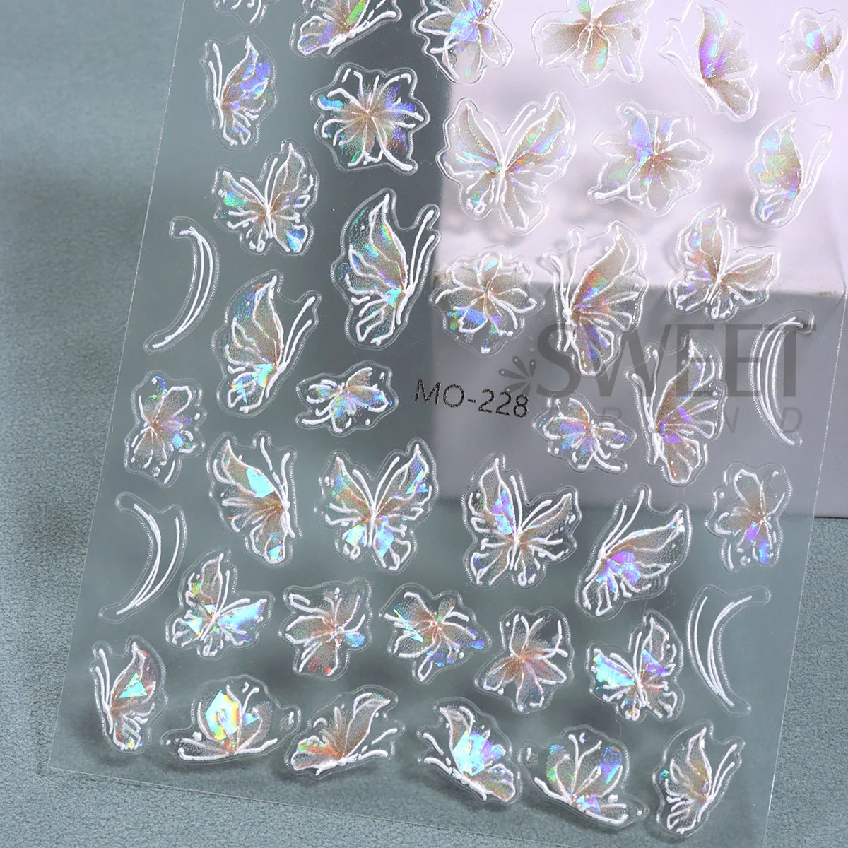 3pcs Aurora Fairy Butterfly Matte Nail Stickers Holographic Painting Gradient Wings Design Decals French Elegant Manicure Foils