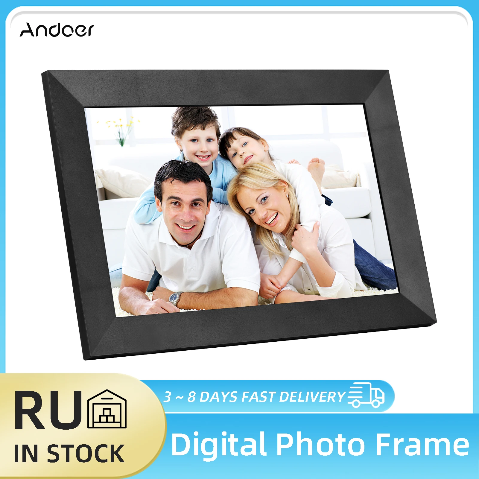Acrylic Digital Photo Frame Andoer 8" 10.1" Smart WiFi Photo Frame 1280*800 Digital Picture Frame IPS Touch-screen 16GB Storage Auto Rotation APP Control