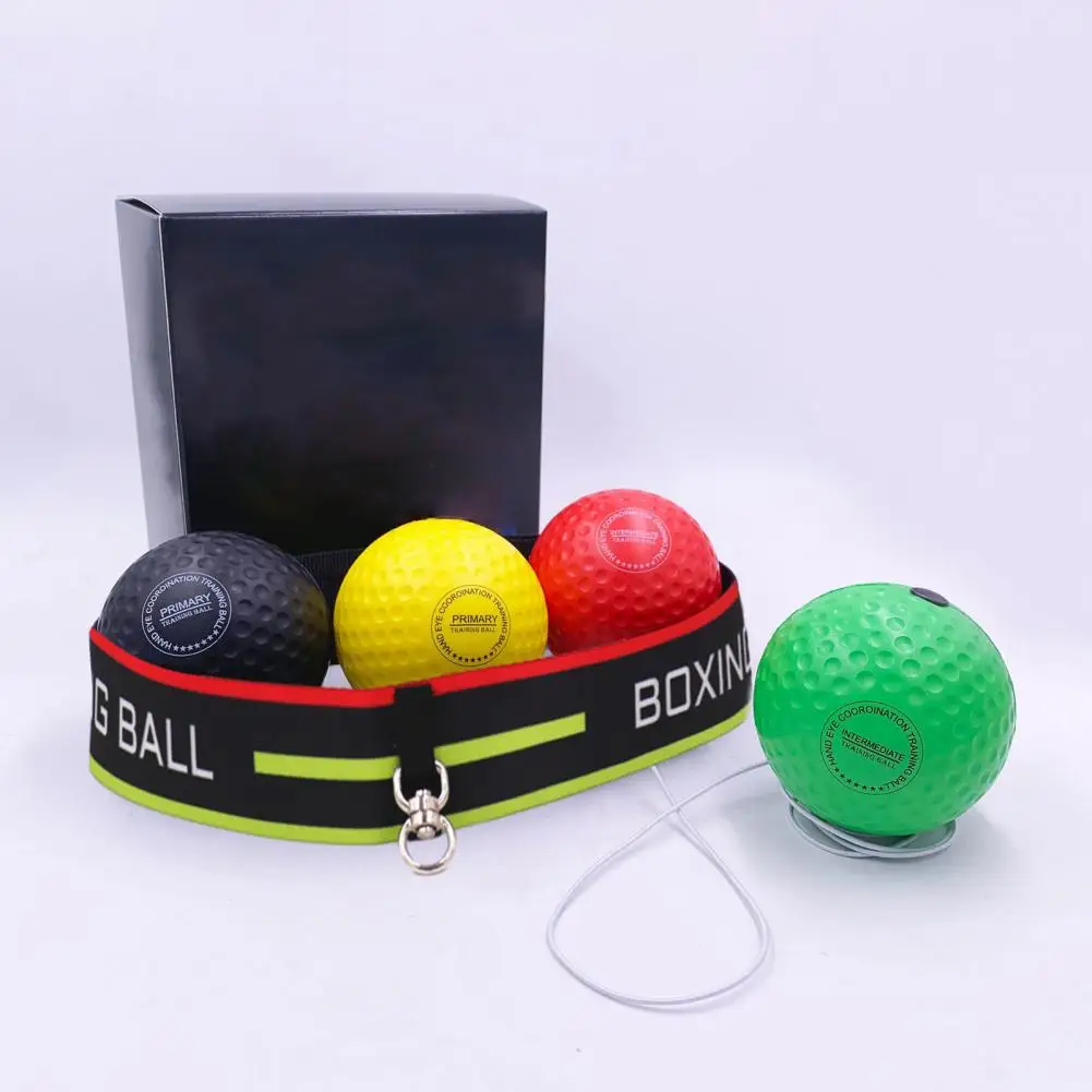 Head Mounted Boxing Ball Portable Boxing Ball Set with Adjustable Headband for Hand Eye Coordination Training Fitness Equipment