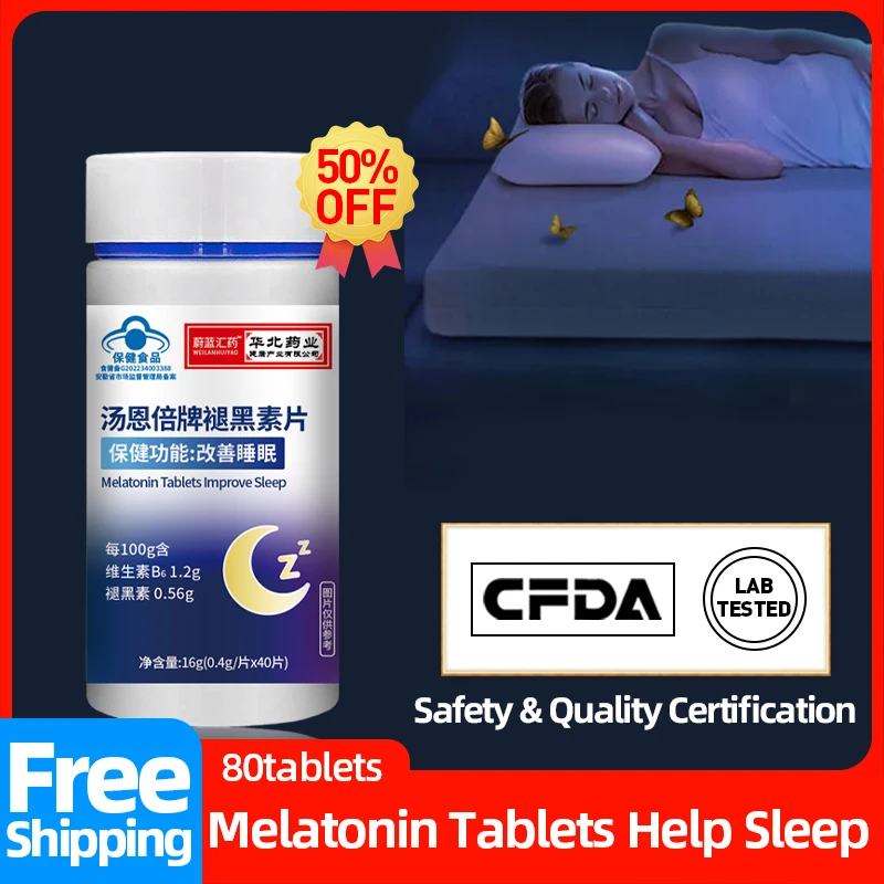 MelatoninTabletsVitaminB6SupplementsforAdultsRelieveInsomnia