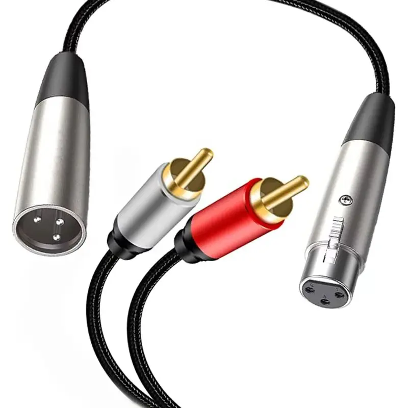 XLR to Dual RCA Y Splitter Stereo Audio Cable for Microphones and Speakers